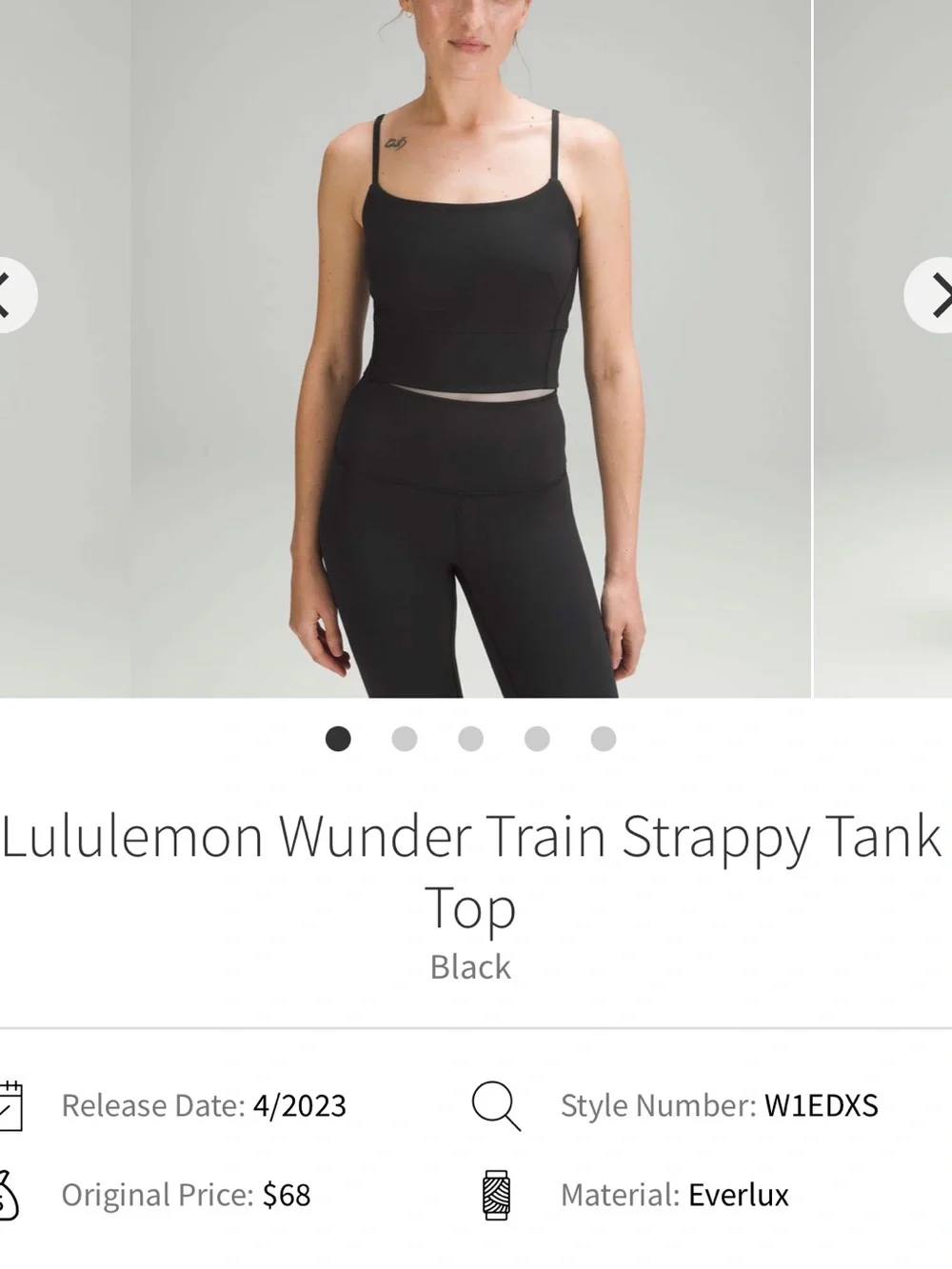21. Size 2 LULULEMON Wunder Train Strappy Tank Top Black